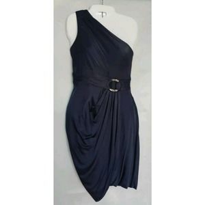 BCBG Maxazria One Shoulder Dress Size S Navy Blue